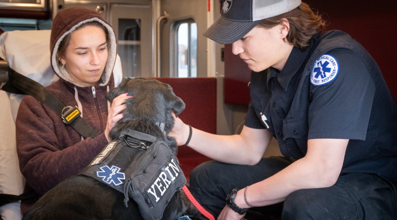 Interstate Medical Transport with Therapy Dog Yerin